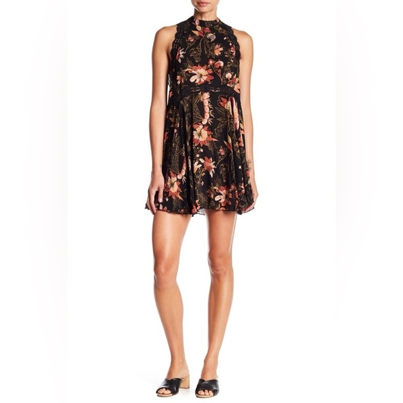 Free People She Moves Black Floral Print Lace Slip Dress - Picture 4 of 12
